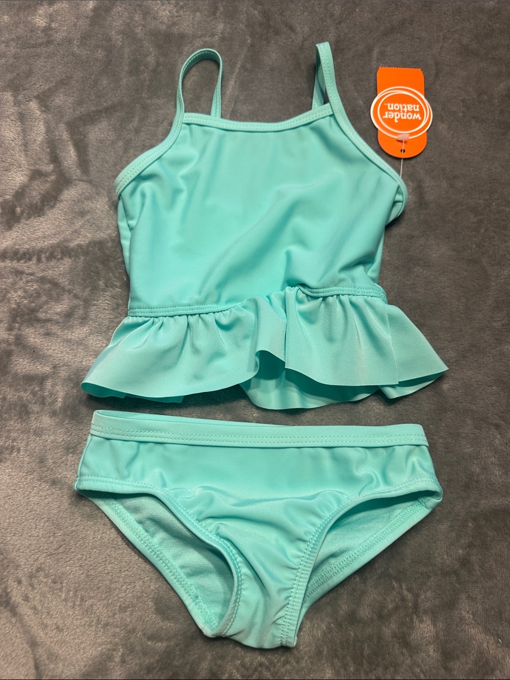 NWT wonder nation Mint Aqua Ruffle Tankini Two-Piece Swim Set Sz 18 mos 👙 🩱 ☀️